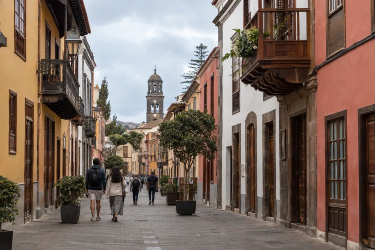 Calle histórica con fachadas tradicionales en San Cristóbal de La Laguna